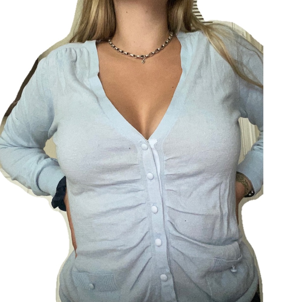 ICY BLUE CARDI TOP WITH TIES